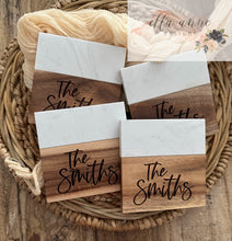 Load image into Gallery viewer, Marble Wood Acacia Coasters